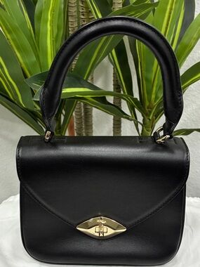 New Furla Black Leather Top Handle Crossbody Bag.